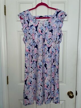 Lilly Pulitzer Dani Dress in Its For Shore High Tide, Size XL, EUC